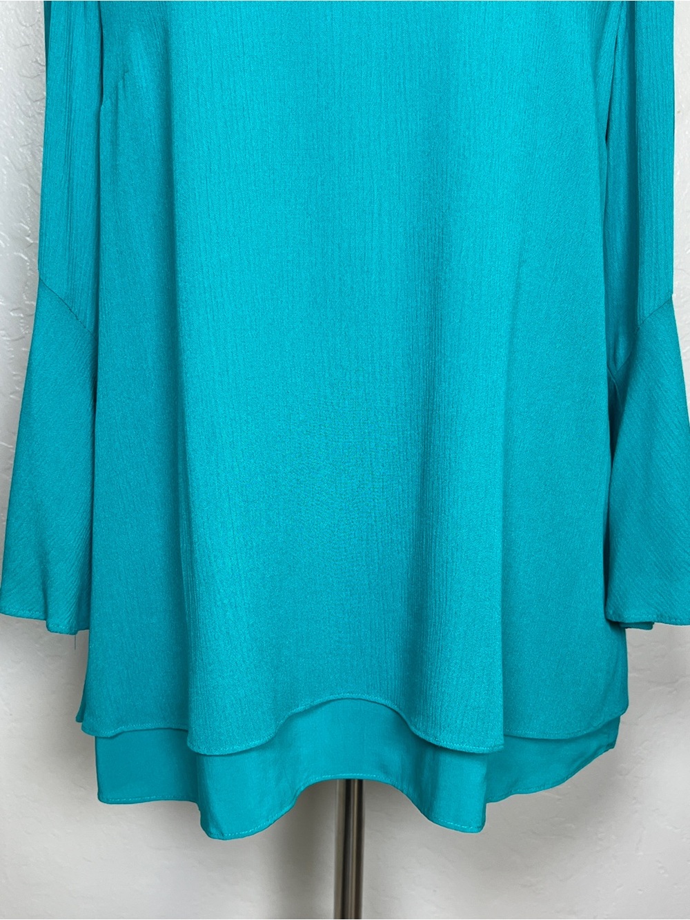 SOFT SURROUNDINGS Women’s Size PS Peacock Green Gabby Gauze Bell Sleeve Tunic - Picture 7 of 11